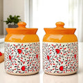Floral Ceramic Handglazed Pickle Jars Set of 2 (1000 ML)